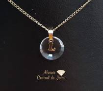 PINGENTE 10K LETRA COM CRISTAL